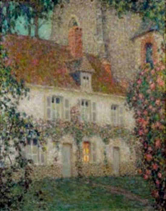 Maison et &eacute;glise  Gerberoy par Henri le Sidaner