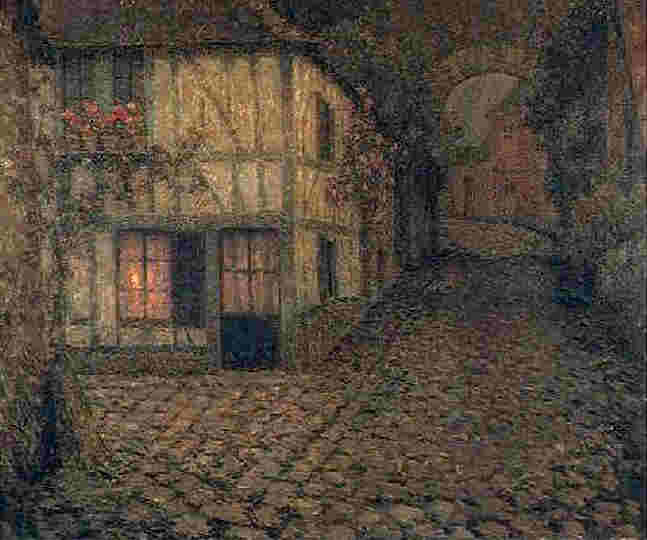Vieille rue au cr&eacute;puscule &agrave; Gerberoy par henri le Sidaner