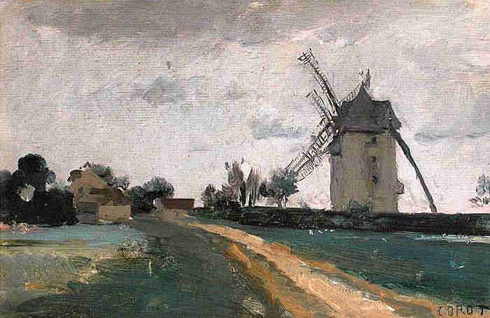  Moulins &agrave; vent sur la butte Picarde par Jean-Baptiste Corot