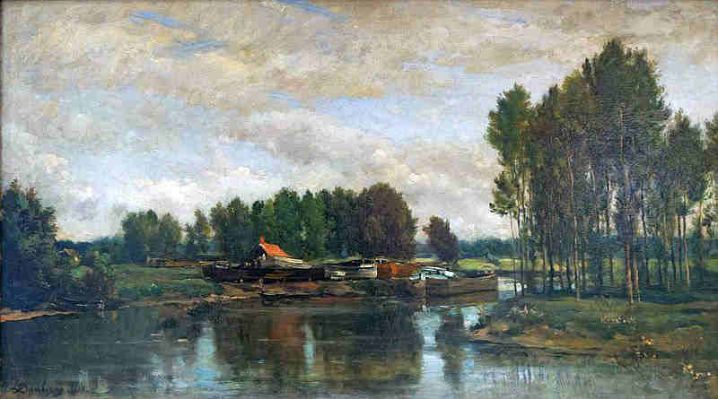 Bateaux  sur l'Oise par Charles-Fran&ccedil;ois Daubigny