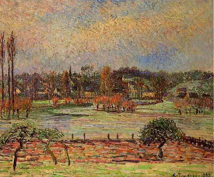 Averse, effet matinal &agrave; Eragny par Camille Pissaro