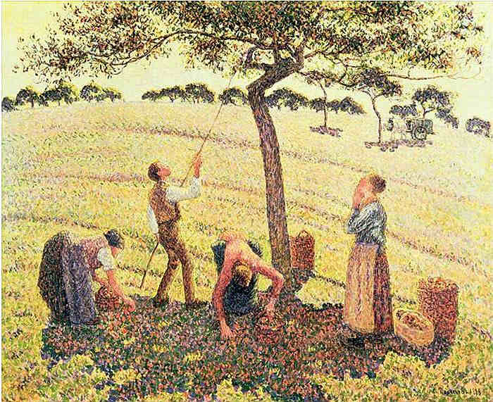Cueillette des pommes &agrave; Eragny par Camille Pissaro