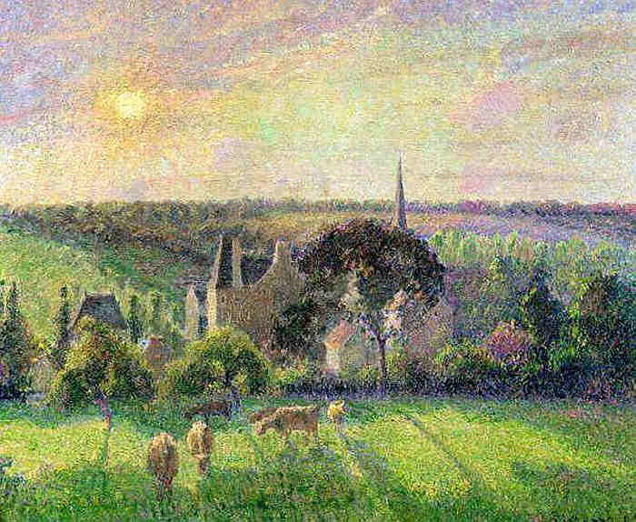 Eglise et ferme &agrave; Eragny par Camille Pissaro