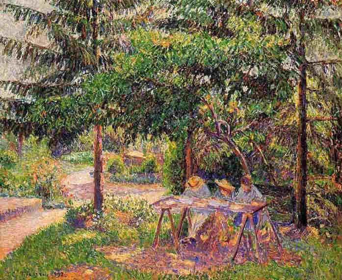 Enfants dans un jardin &agrave; Eragny par Camille Pissaro