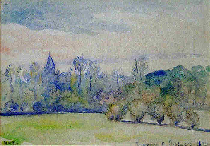 Paysage &agrave; Eragny par Camille Pissaro