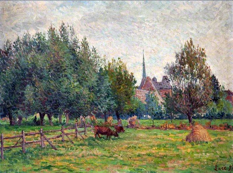Prairie &agrave; Eragny par Maximilien Luce