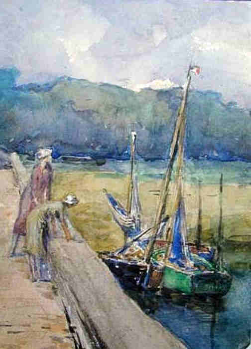 2 femmes  sur la jet&eacute;e du  du Crotoy  par Henry Daras 