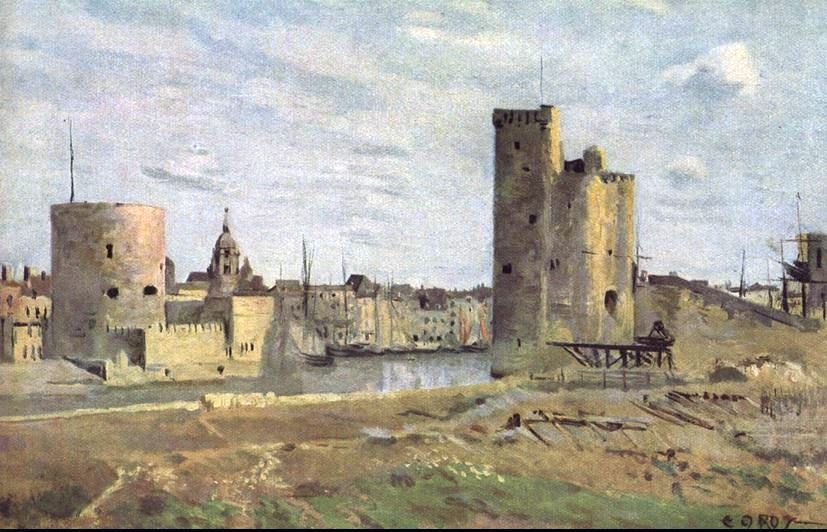 Entr&eacute;e du port de La Rochelle  par Camille Corot