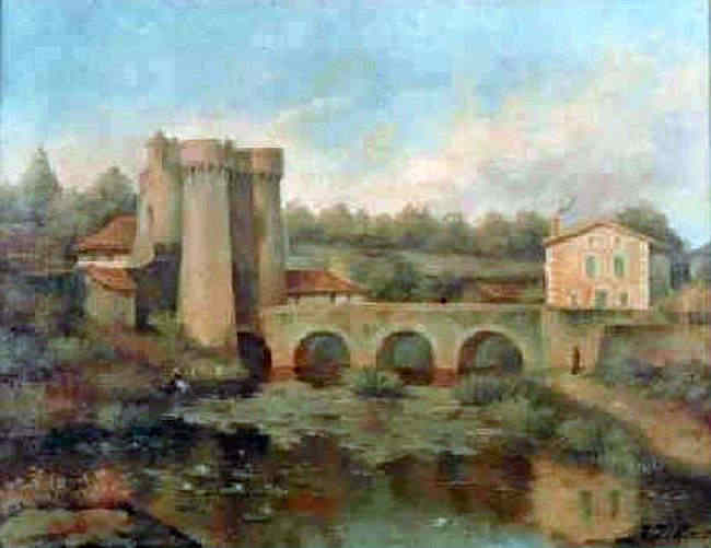 Porte  saint-jacques et le pont &agrave; Parthenay par Ernest Pidoux