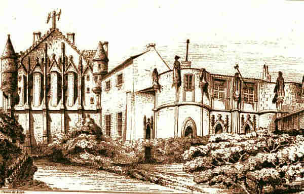 Ancien palais des  comtes du Poitou &agrave; Poitiers litho 19e
