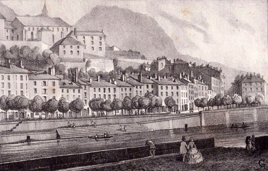 L'Is&egrave;re &agrave; Grenoble  gravure XIXe