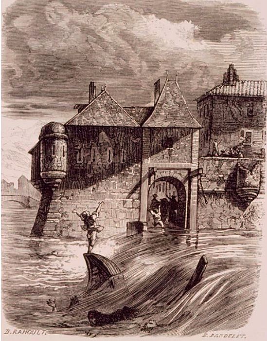 Inondations devant une porte de Grenoble en 1860