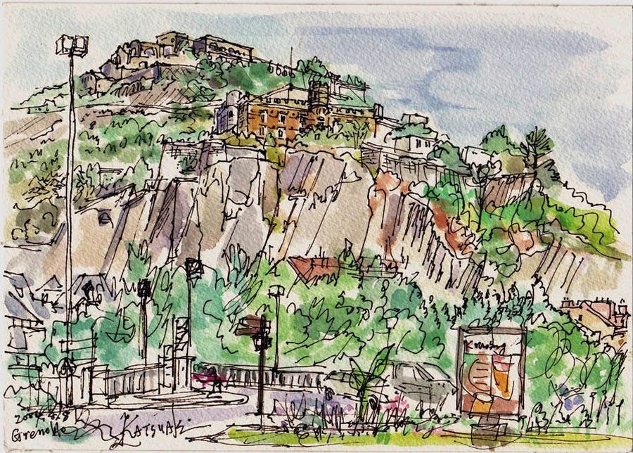 Vue de la Bastille depuis Grenoble par Katsuati Sato