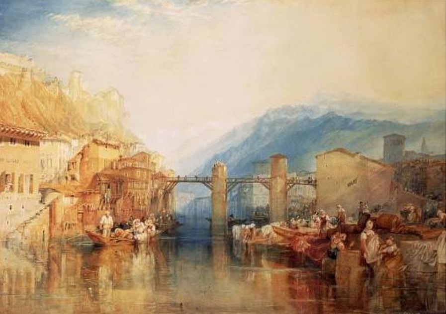 L'Is&egrave;re et  pont de Grenoble par  William Turner