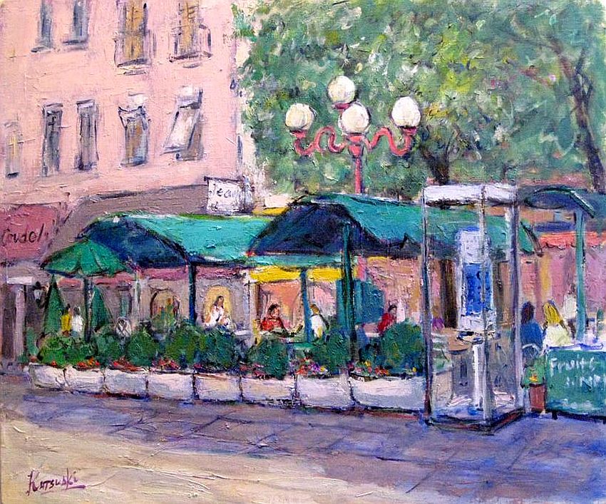 Terrasse de caf&eacute; &agrave; Grenoble par  Katsuati Sato