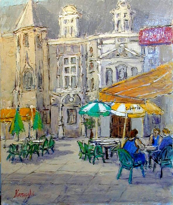 Terrasse de caf&eacute; devant l'ancien parlement  du Dauphin&eacute; par  Katsuati Sato
