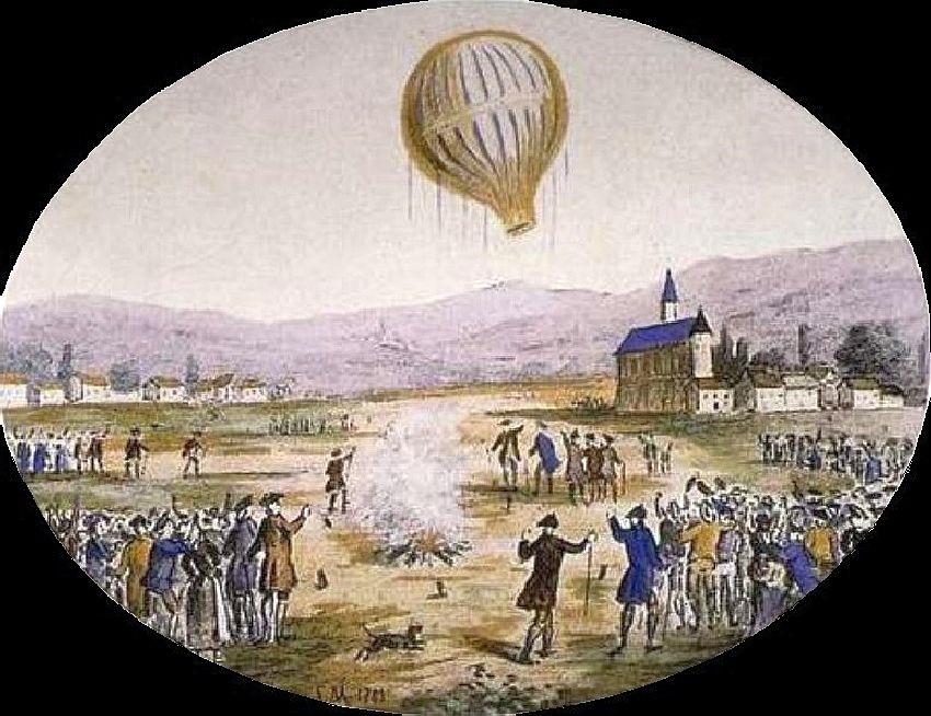 envol d'un ballon par les fr&egrave;res Montgolfier, &agrave; Annonay