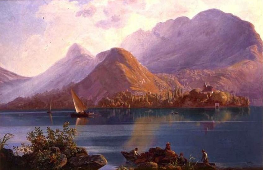 Ancien   ch&acirc;teau de  Sales  sur le lac d'Annecy par Firmin Salabert