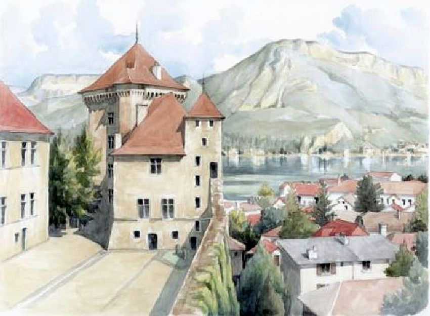 Le ch&acirc;teau  dominant le lac  d'Annecy  par Jean-Jacques Simon