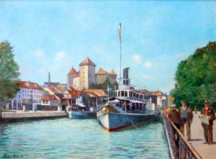bateau France  &agrave;  quai &agrave; Annecy par Jacques Michelet