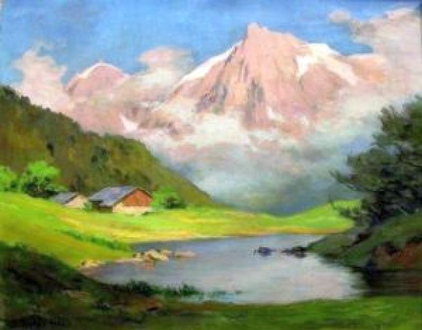 Le lac de la Crie et l'Aiguille du Midi par Edgard Bouillette