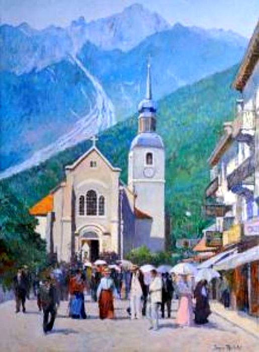 Sortie de messe &agrave; Chamonix par Jacques Michelet