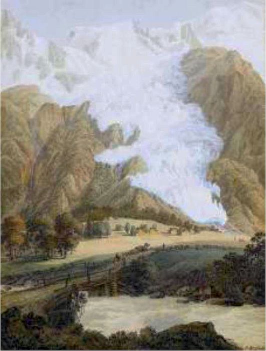 Vue du glacier des Bossons, de l'Aiguille du Midi et du Tacul par Jean Antoine Linck