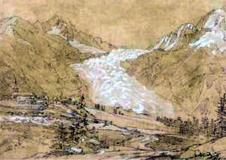 Vue de la Mer de Glace, Chamonix &agrave;  gauche l par Jean Antoine Linck