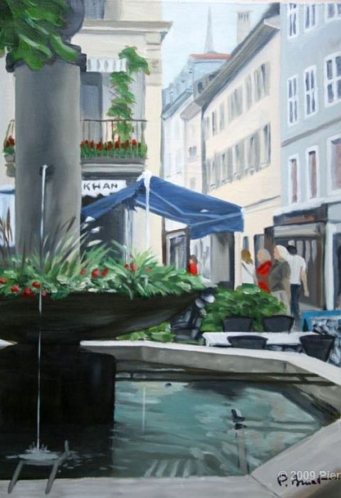 Evian, la fontaine place Jean Berney 