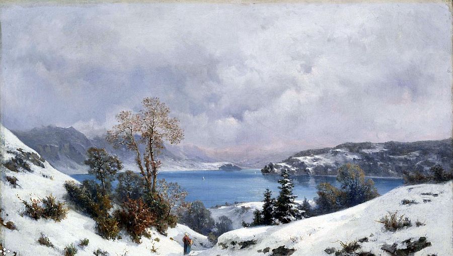 lac d'Annecy en hiver par Gabriel Lopp&eacute;