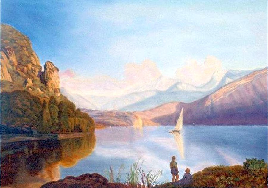 le lac d'Annecy et la   pierre Majauria par Firmin Salabert