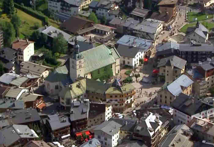 Megeve, church and center place