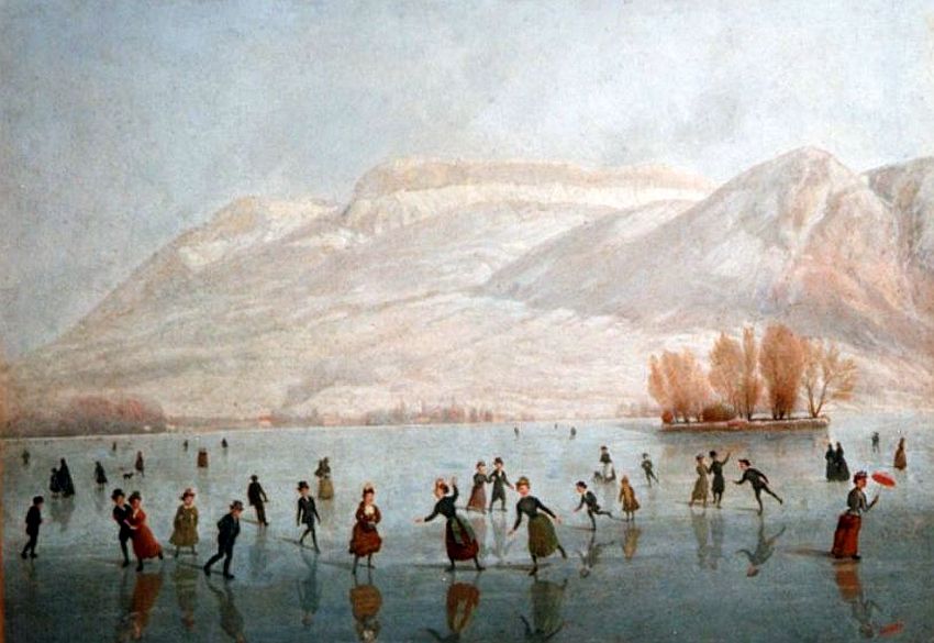 patineurs  lac d'Annecy par Firmin Salabert