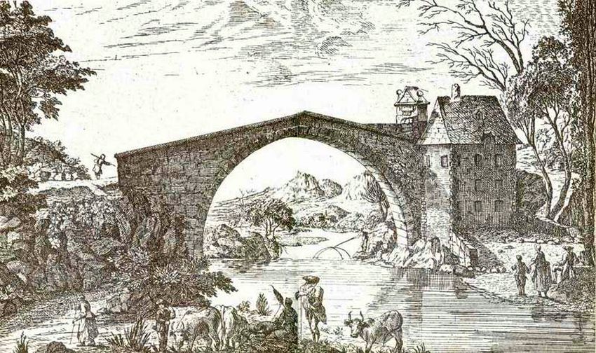 Pont de Claix et le Drac litho 18e