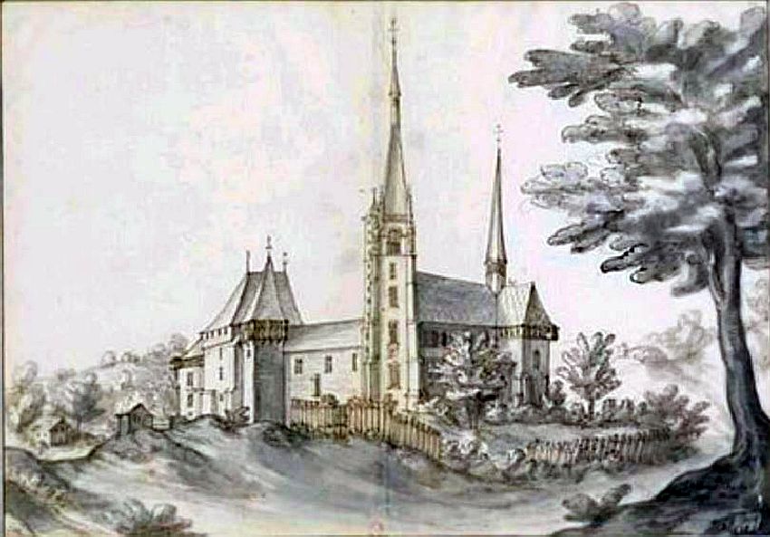 Abbaye royale de B&eacute;nisson Dieu litho 19e