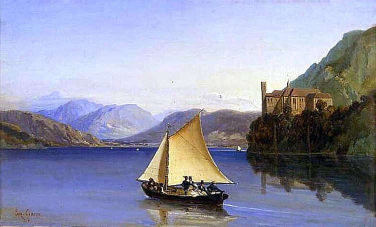 Lac du Bourget, abbaye de Hautecombe par Louis Eug&egrave;ne Ginain