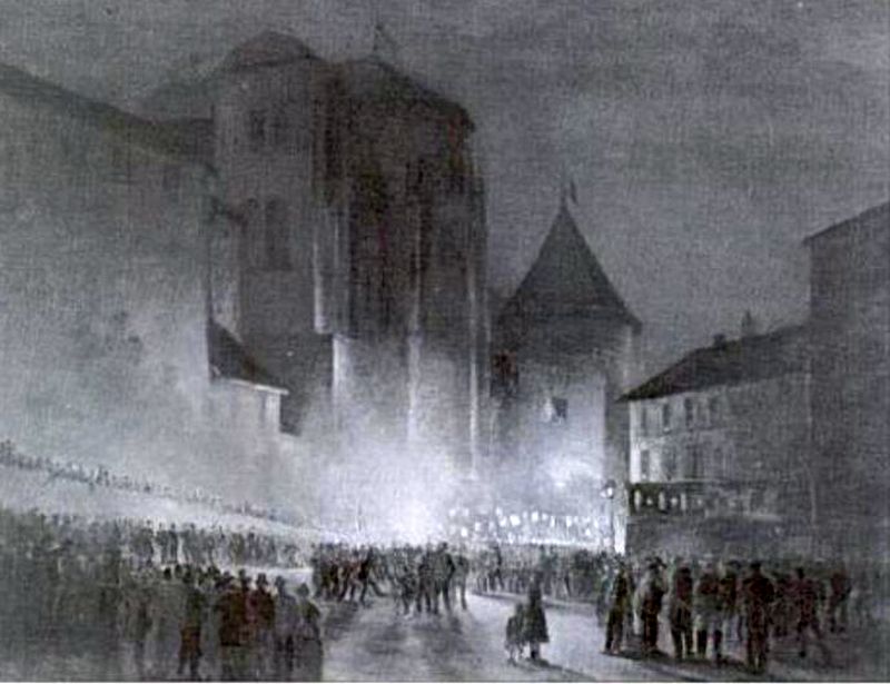 Retraite aux  flambeaux devant le ch&acirc;teau de Chamb&eacute;ry par Fran&ccedil;ois Cachoud