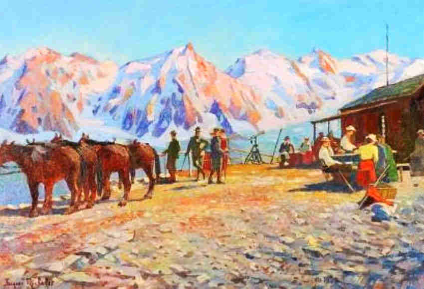 Chamonix, le Br&eacute;vent, le Mont Blanc et la chaine des Aiguilles par Jacques Michelet