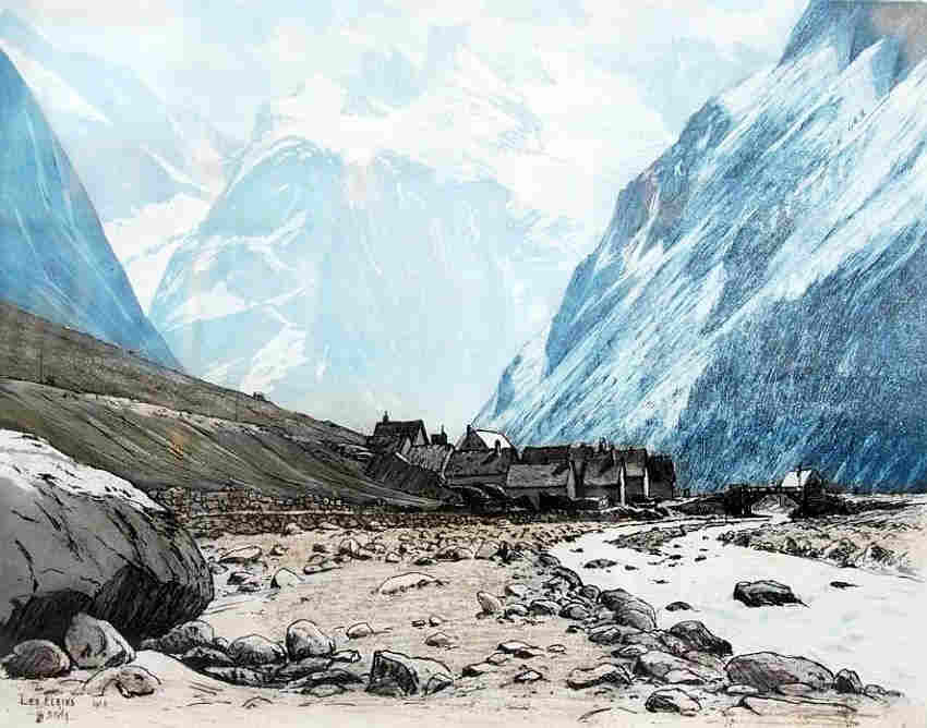 Les Ecrins et  hameau des Etages par Joanny Drevet