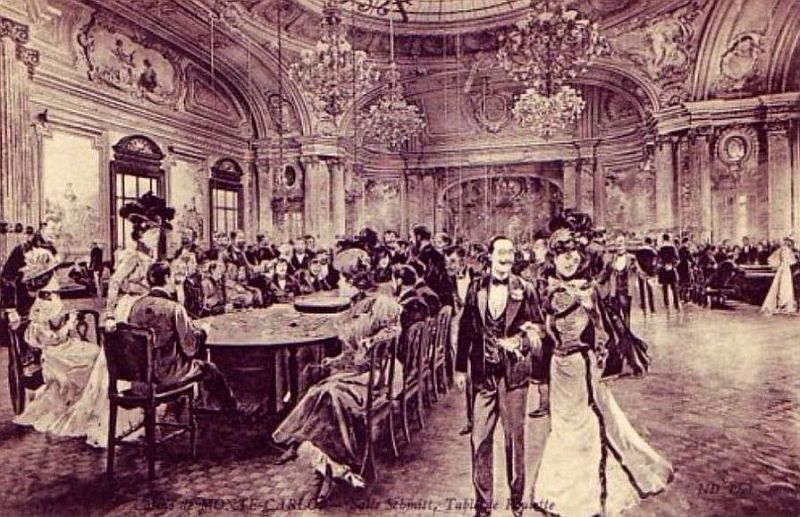 tables de roulette dans la salle Schmitt du casino de Monte-Carlo, années 1900