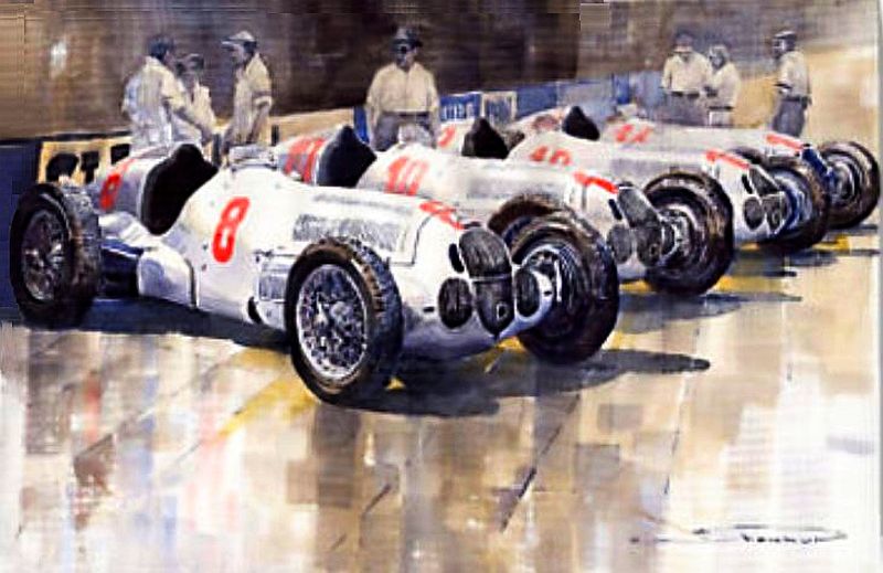 Monaco Grand Prix 1937, team Mercedes W125 by Yuriy Shevchuk